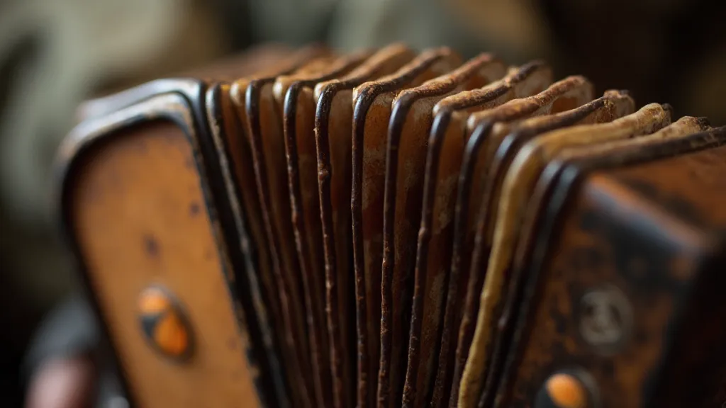 Close-up of an antique accordion bellows