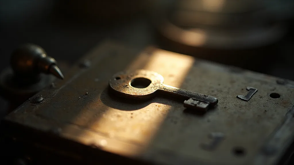 Close-up of an accordion key in shadow