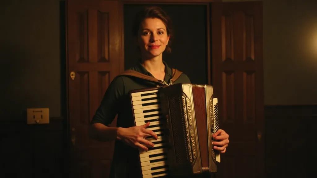 Musician playing accordion