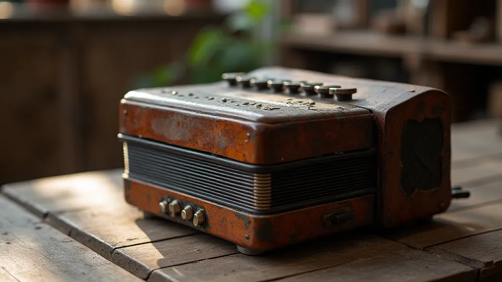 Antique accordion close-up