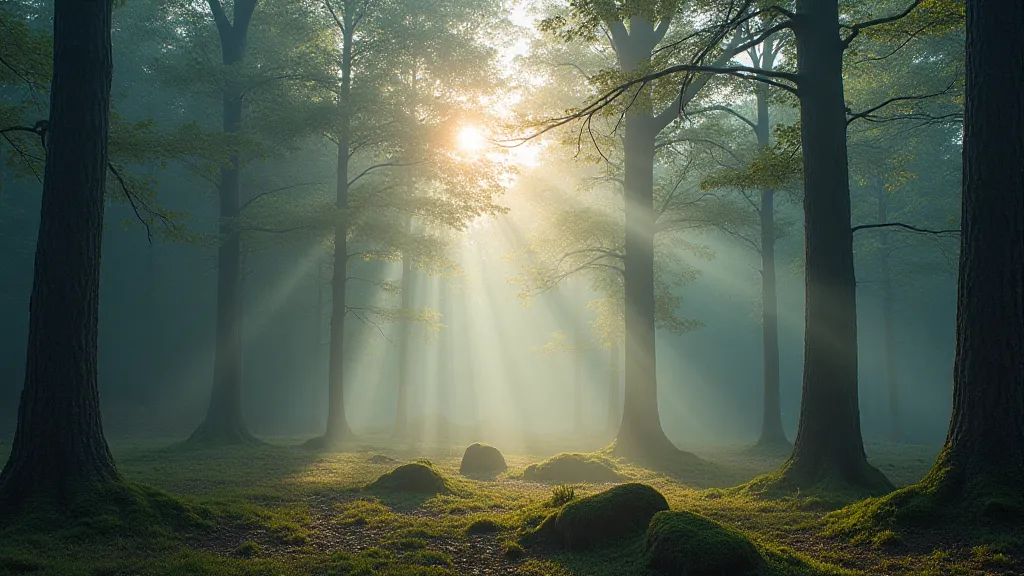 Forest landscape with mist