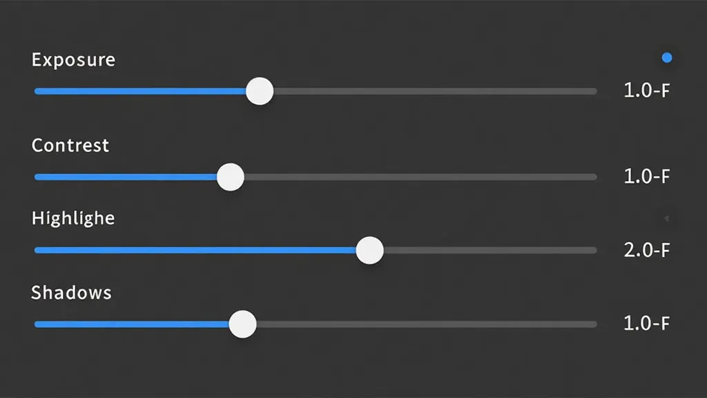 Lightroom sliders highlighted