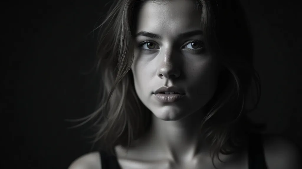 Black and white portrait with lighting