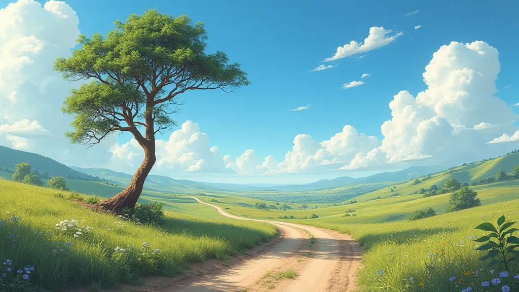 Landscape scene demonstrating the rule of thirds with a tree on the left third
