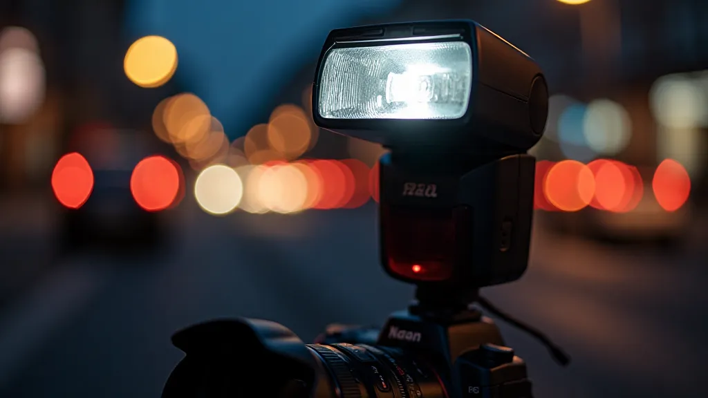 Close up of a flash unit on a camera