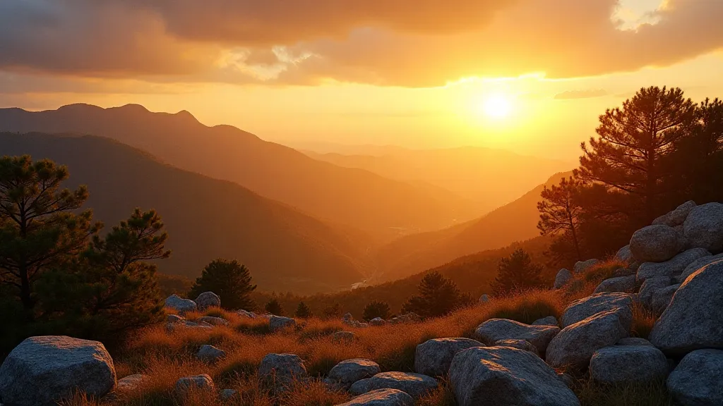 Landscape with warm sunset light