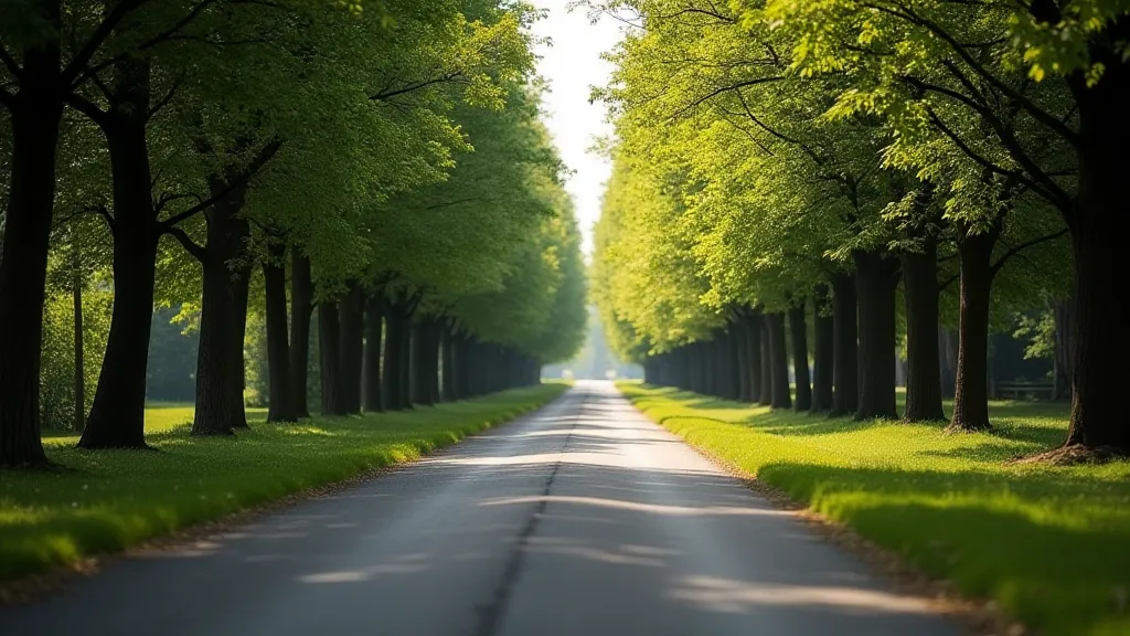 Rows of trees creating a linear pattern in a forest