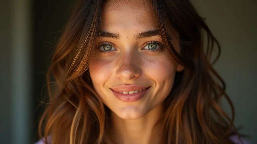 Portrait of a woman bathed in soft, diffused light, highlighting her facial features.